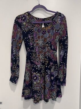 Vintage Union Made Floral Women's Long-Sleeve Fit & Flare‎ Dress Size 13 Small
